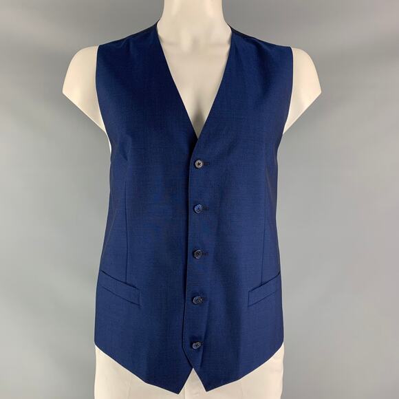 DOLCE & GABBANA Size 46 Blue Solid Wool & Mohair Buttoned Vest - Picture 1 of 5